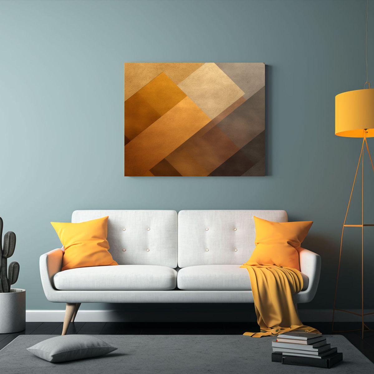 Cuadro Decorativo Para Salón En Oro Y Beige 65x50cm-2
