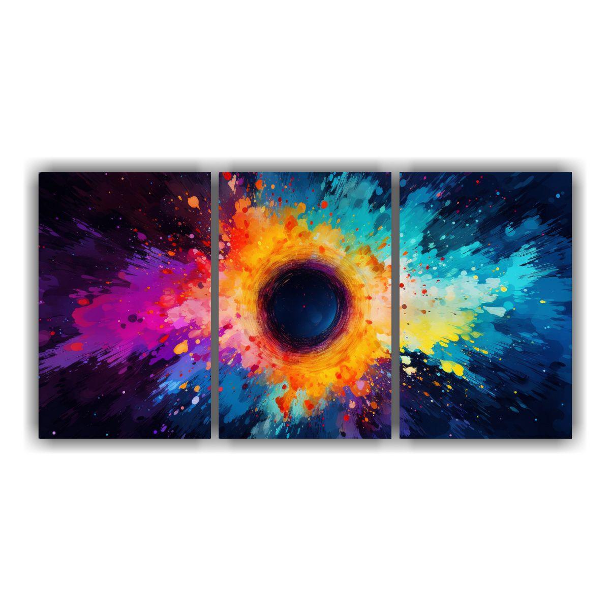 Cuadros Coloridos Con Círculo Negro En El Fondo 60x30 Cm-0