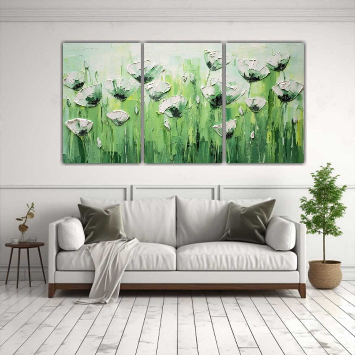 Cuadro Pintura Lienzos Colores Creatividad Flores 150x75 Cm-2
