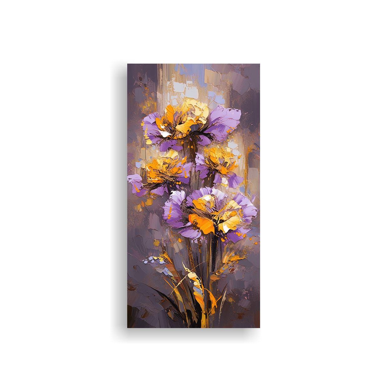 Pintura Lienzo Moderno Espacio A Con Flores 50x100cm-0