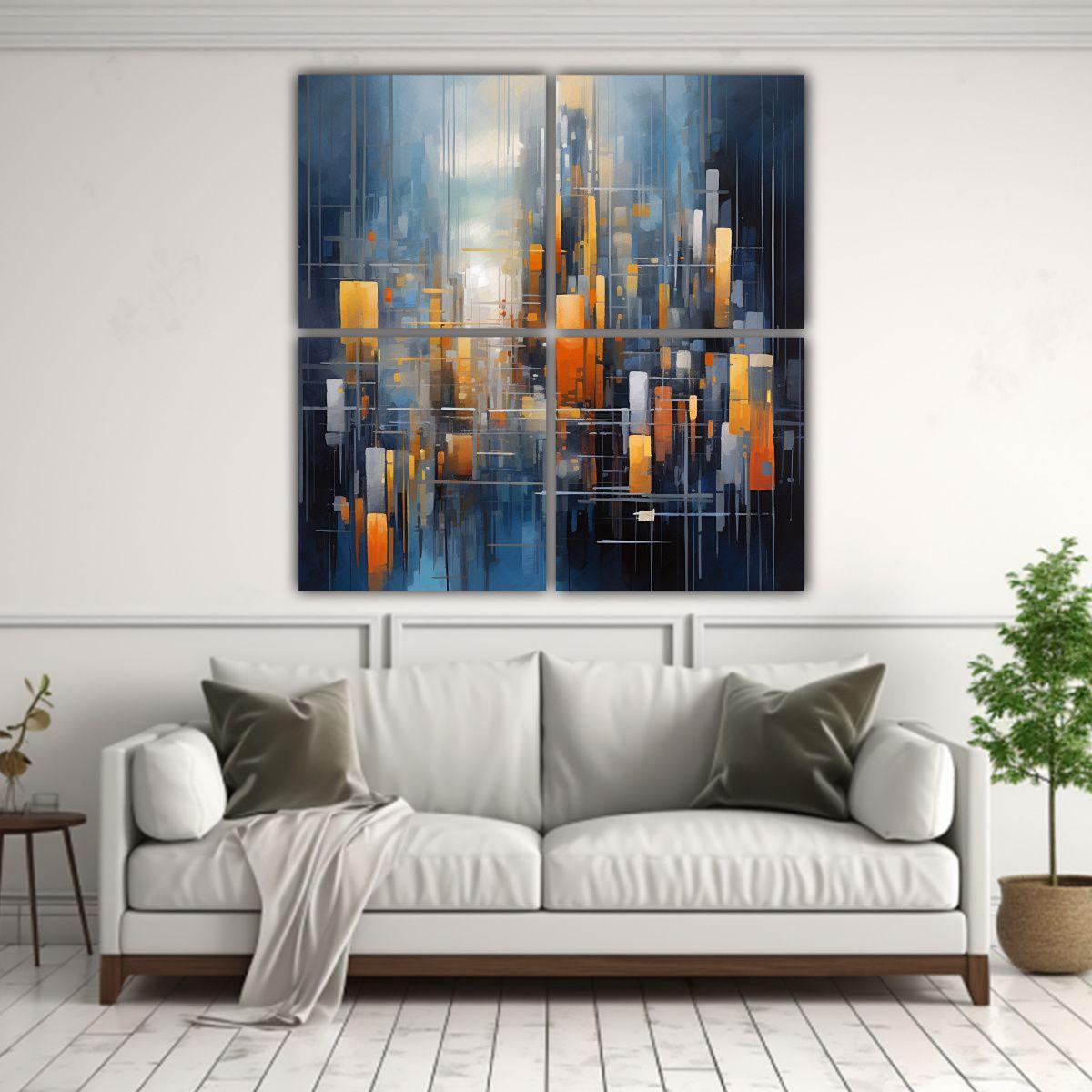 Pintura Abstracta En Colores Vivos Estilo 120x120 Cm-2