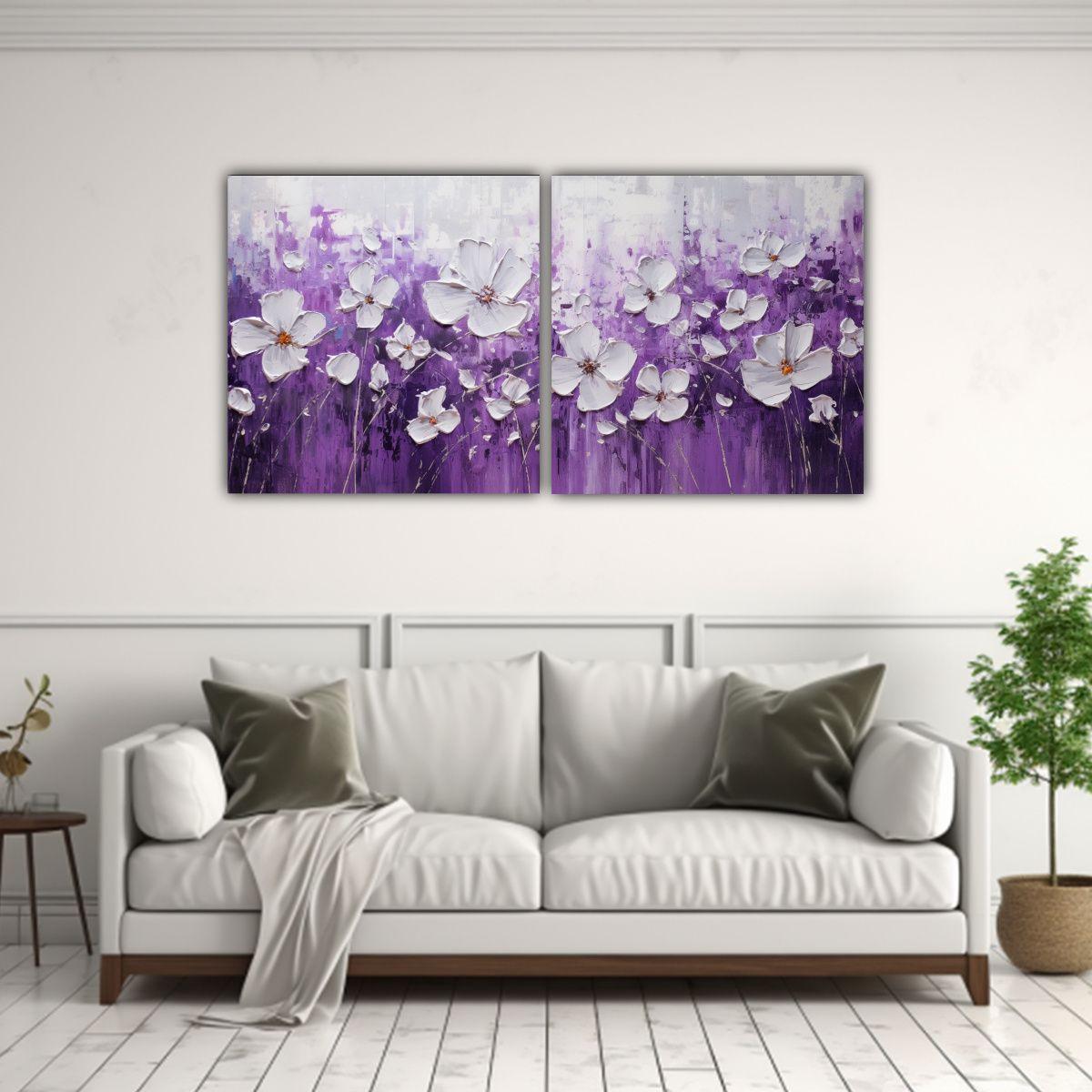 Juego De 2 Lienzos De Tela Con Dibujo En Relieve 140x70 Cm-2