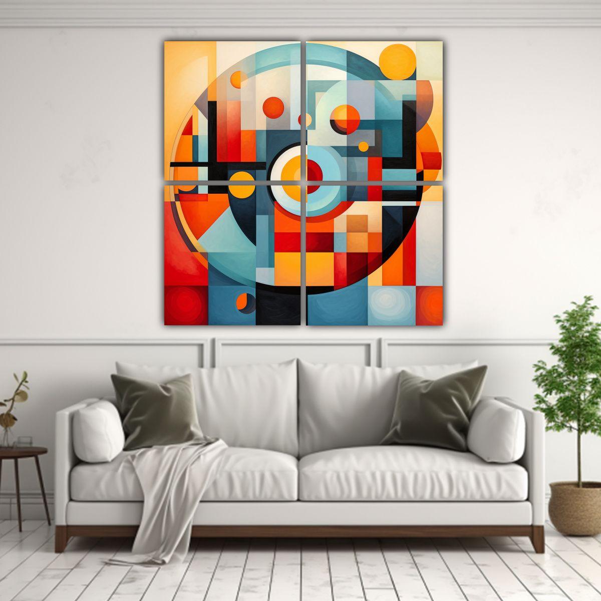 Cuatro Figuras Modernas De Arte Geométrico 80x80 Cm-2