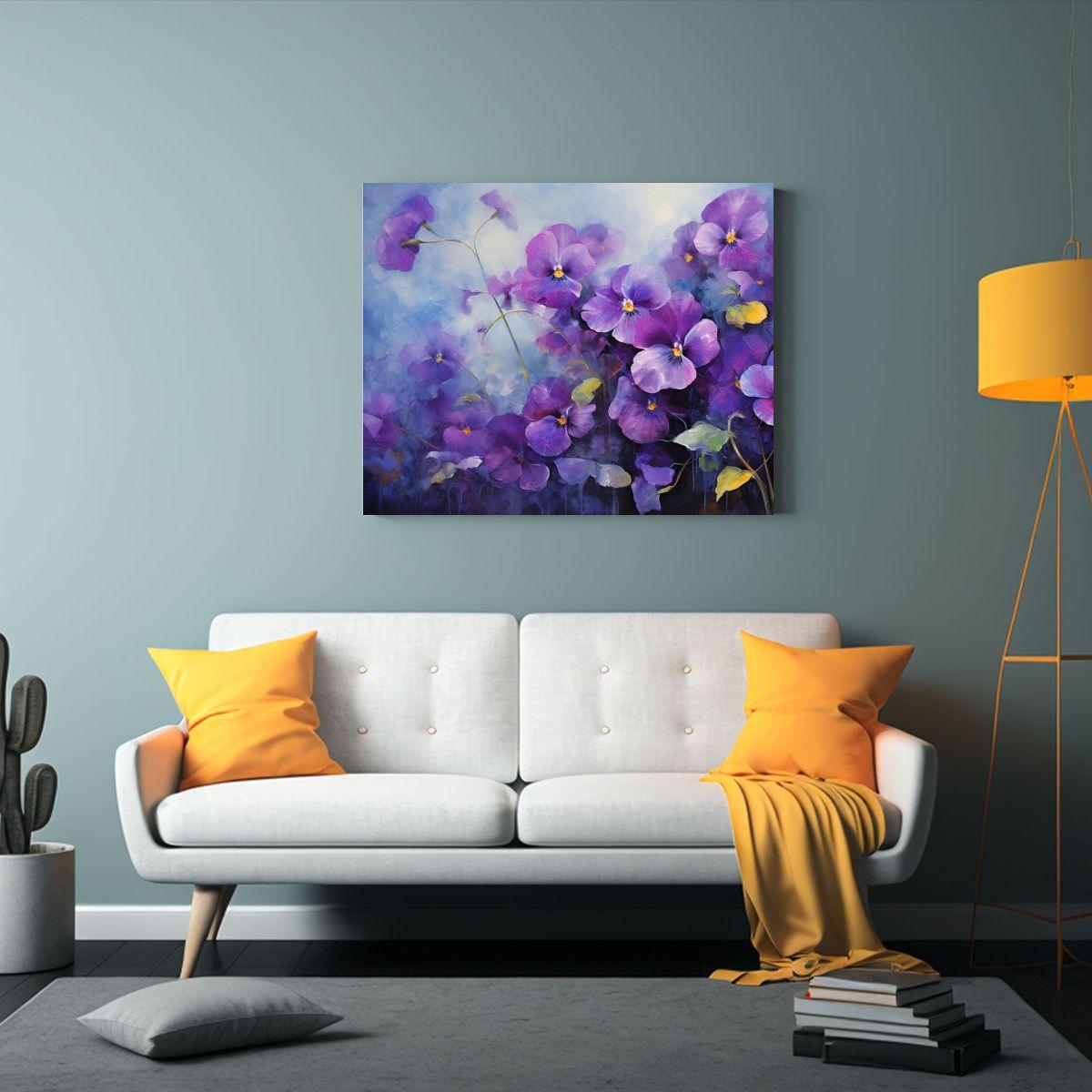 Cuadro Abstracto De Flores Violetas En Estilo 40x30 Cm-2