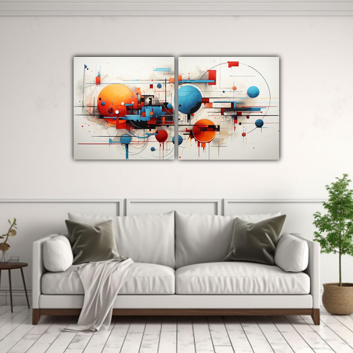 Lienzos Abstractos Para Oficina De Dos Artes Finas 80x40 Cm-2