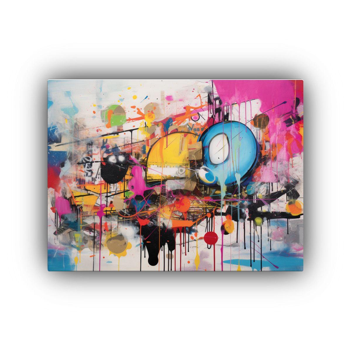 Pintura Graffiti Vintage Sobre Inteligencia Artificial En Li 65x50cm-0