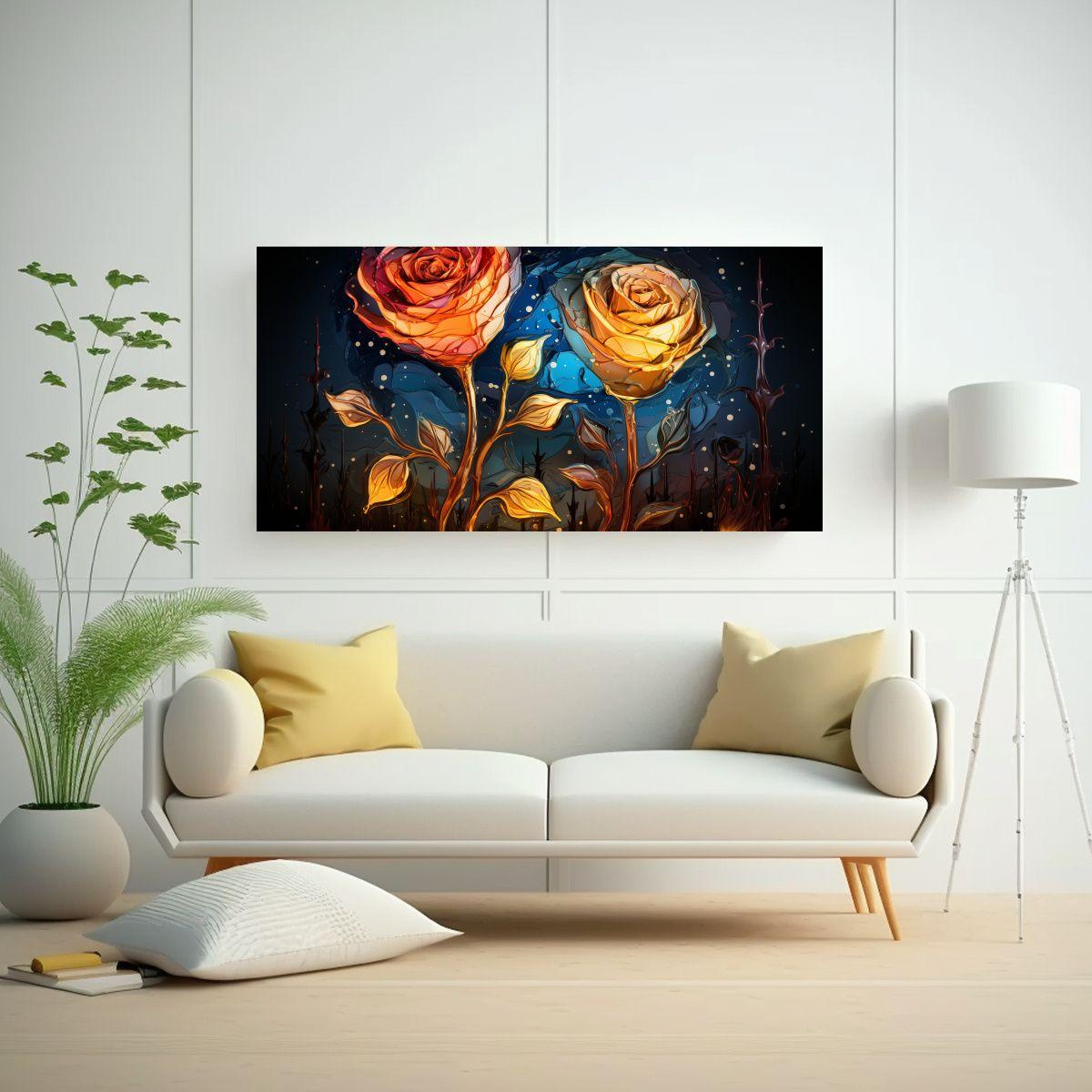 Pintura Decorativa Estilo Rose Van Gogh, Diseño 60x30 Cm-2