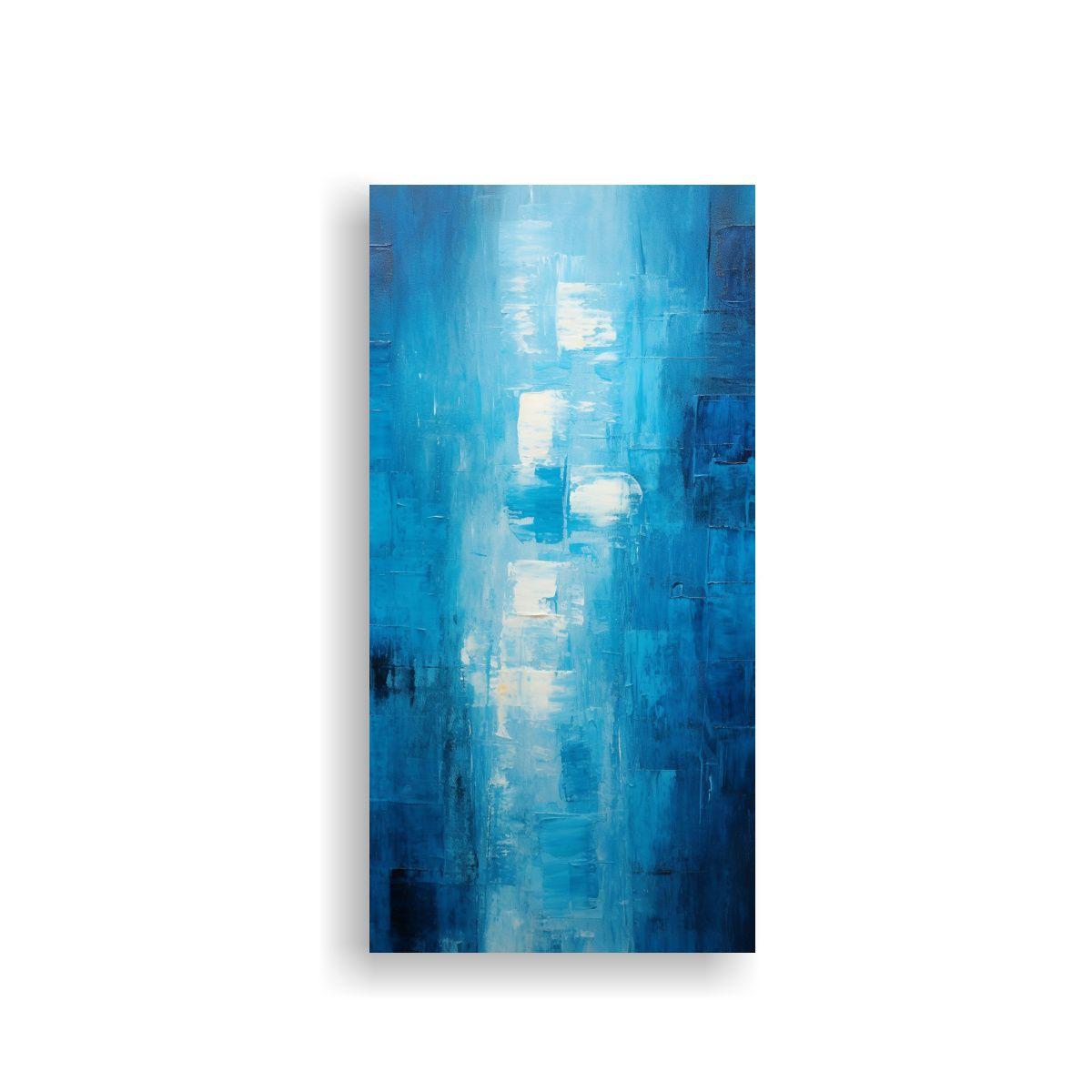 Cuadro Abstracto Azul Pared Moderno Arte Lienzo 30x60cm-0