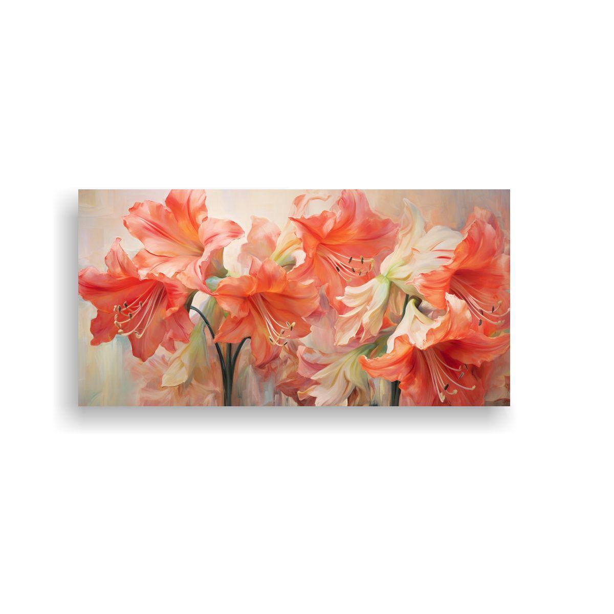 Pintura Abstracta De Amaryllis, Detalle En Estilo 80x40cm-0