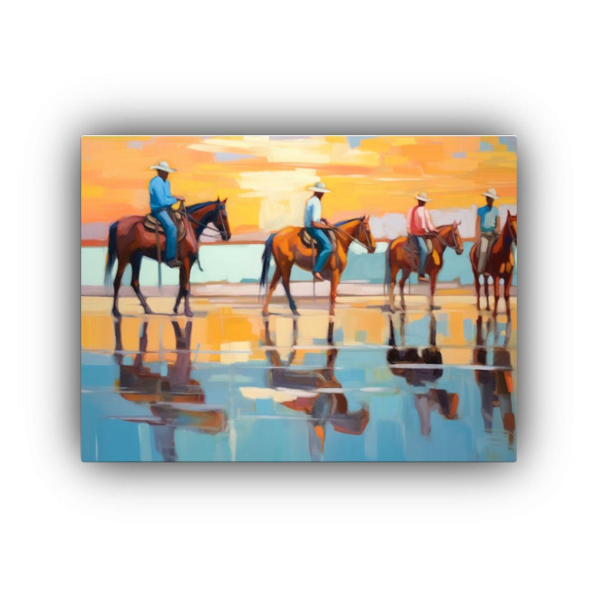Pintura Moderna: Personas A Caballo Paseando En Paisaje Insp 120x80cm-0