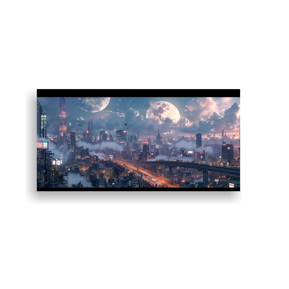 Pinturas Decorativas De Ciudad Futurista Cripto 80x40cm-0