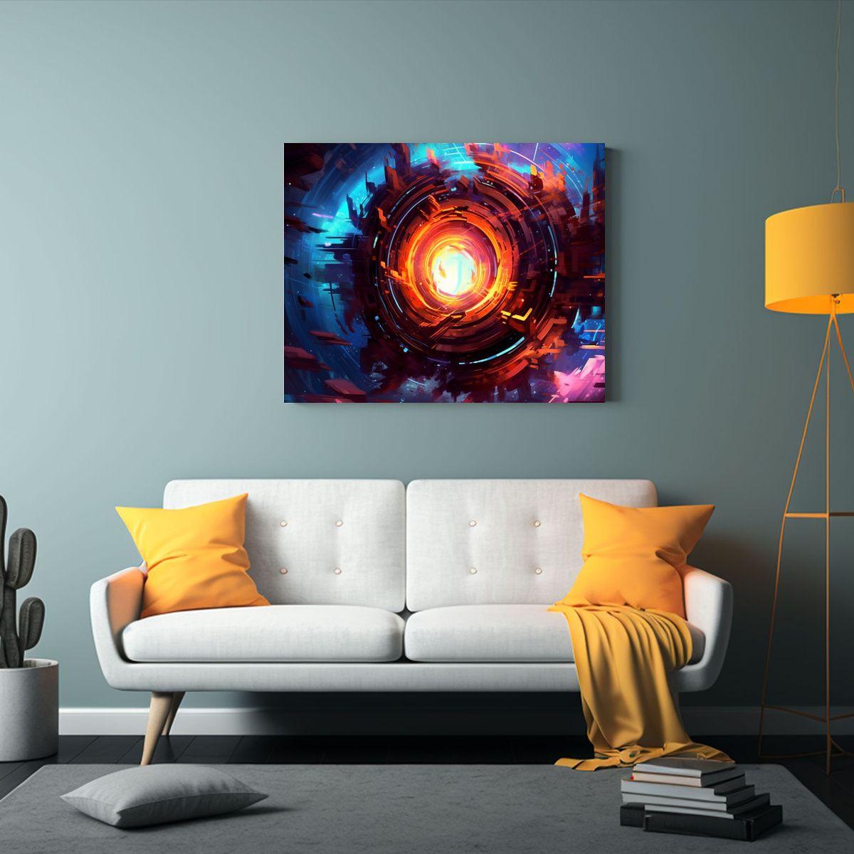 Pinturas Abstractas De Figuras Futuristas Acuarela Neon En G 50x40cm-2
