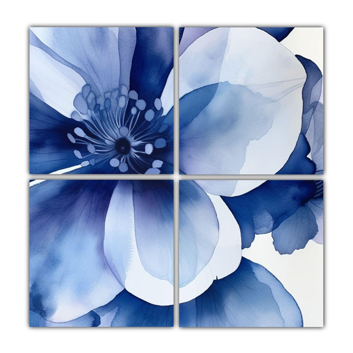 4 Pinturas Abstractas Espectaculares Indigo 140x140 Cm-0