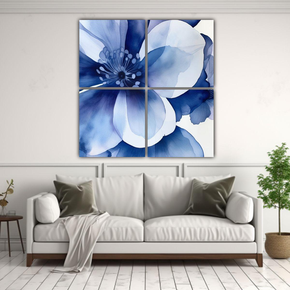 4 Pinturas Abstractas Espectaculares Indigo 140x140 Cm-2