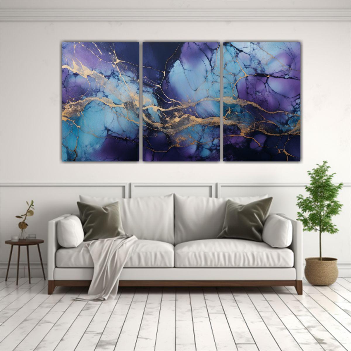 Conjunto De 3 Lienzos Abstractos Para Decoración 90x45 Cm-2