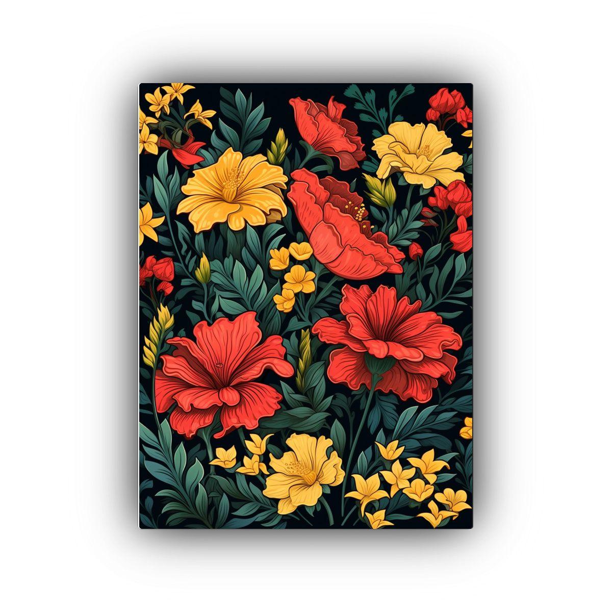 Pintura Decorativa Con Flores En Equilibrio Visual 40x60cm-0