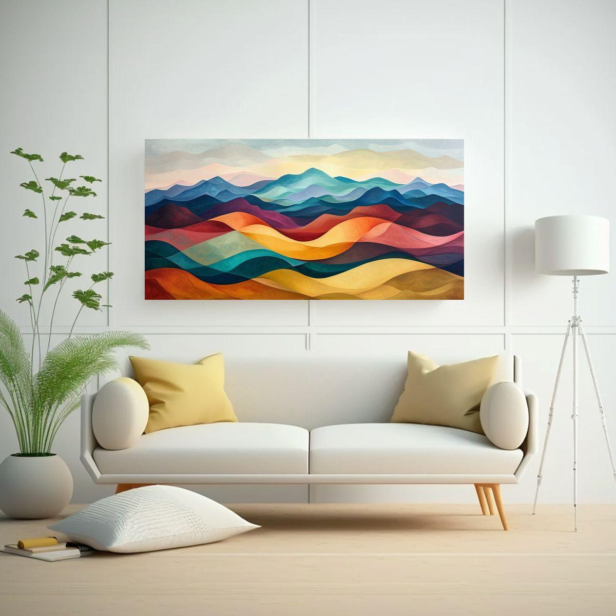 Paisaje Montañoso Abstracto Para Decoración 140x70cm-2