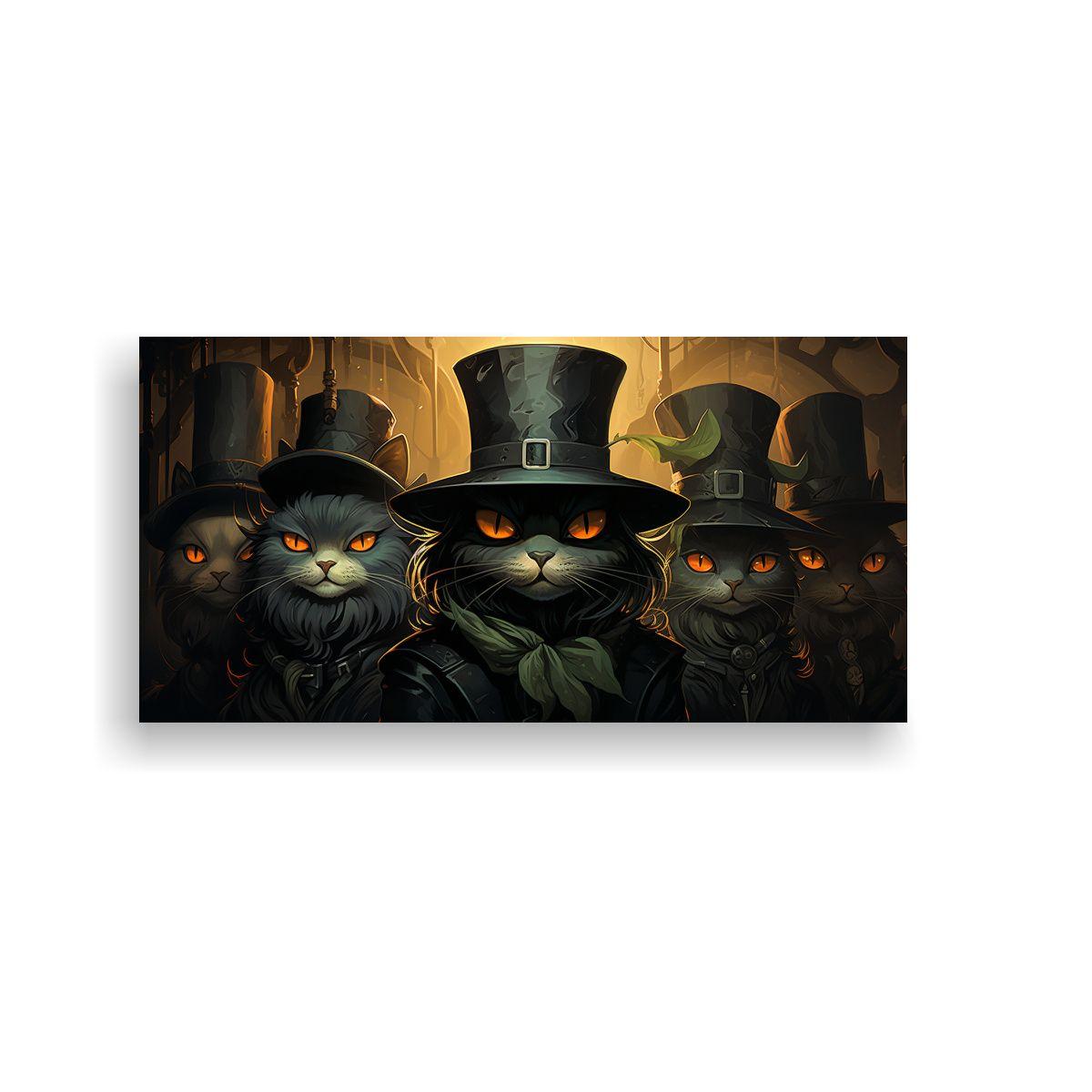 Cuadro En Bastidor Gatos Negros Ojos Naranja 100x50cm-0