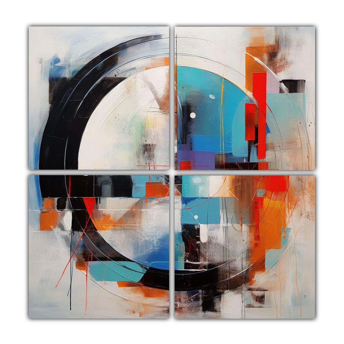 Cuatro Lienzos Abstractos De Arte Con Patrón 80x80 Cm-0