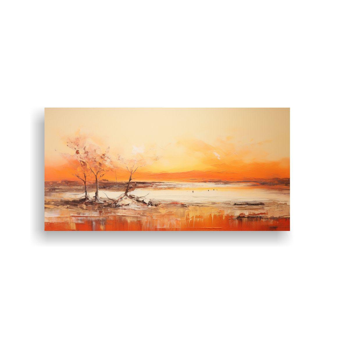 Pintura Abstracta Paisaje Con Colores Naranja 100x50 Cm-0