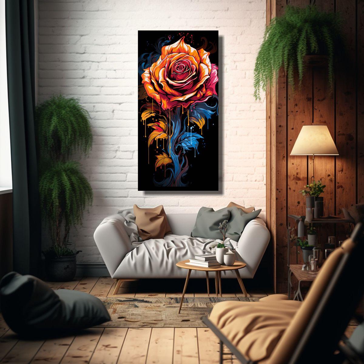 Cuadro Cuadro Diseña Una Rosa Estilo Graffiti 40x80cm-2