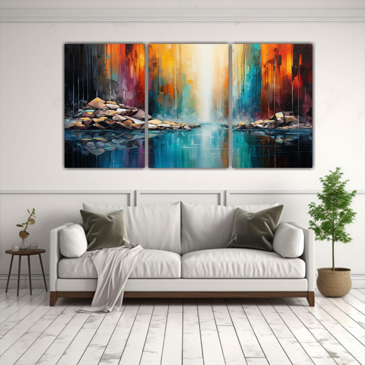 Pinturas Decorativas Abstractas Con Cascadas 180x90 Cm-2