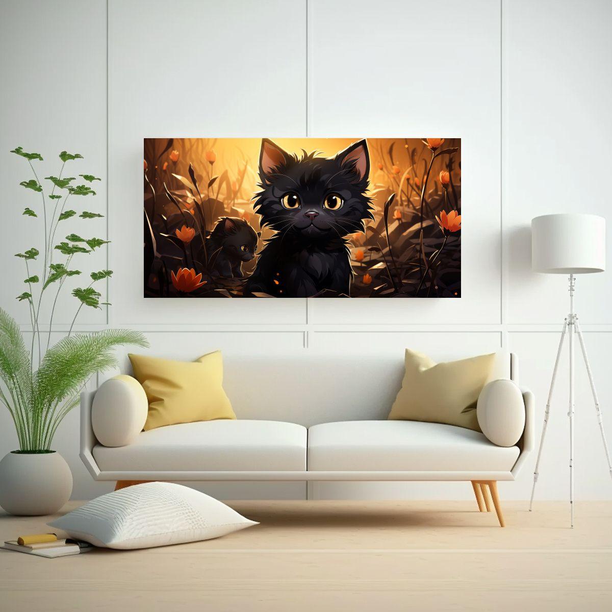 Pinturas De Decoración De Gatitos Negros 100x50cm-2