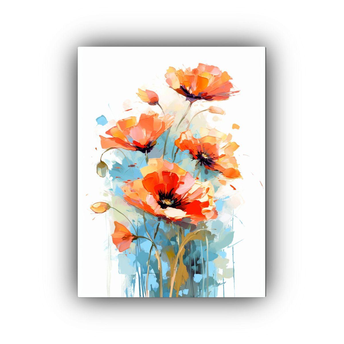 Pintura Lienzo Flores Amapolas Minimalista 20x30cm-0