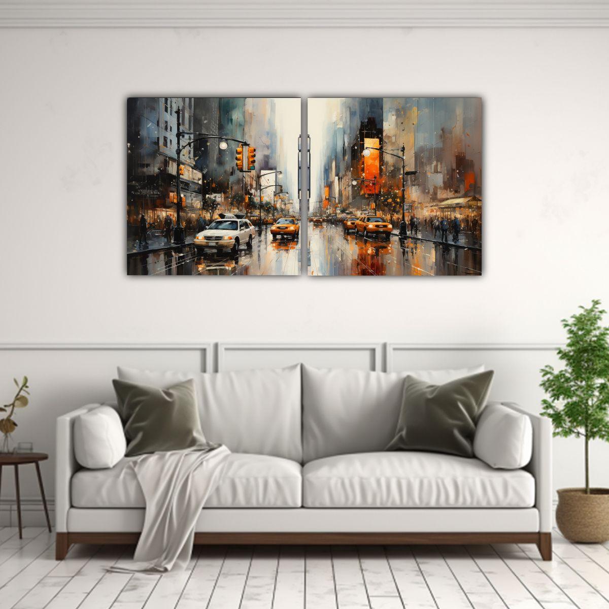 Cuadros Inspiradores De Nueva York En Estilo Gris 160x80 Cm-2