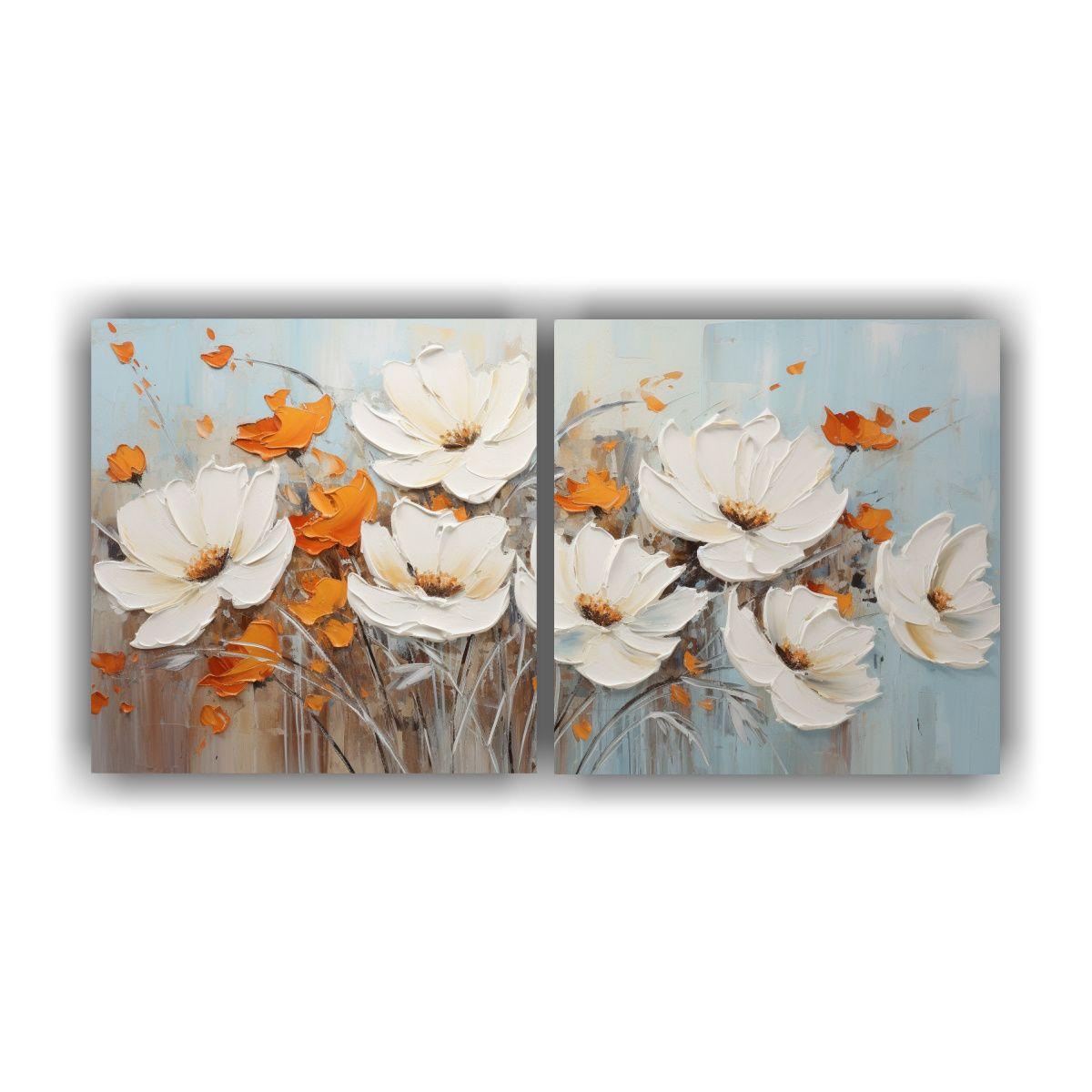 Pintura En Lienzo Moderna Y única Con Flores 40x20 Cm-0