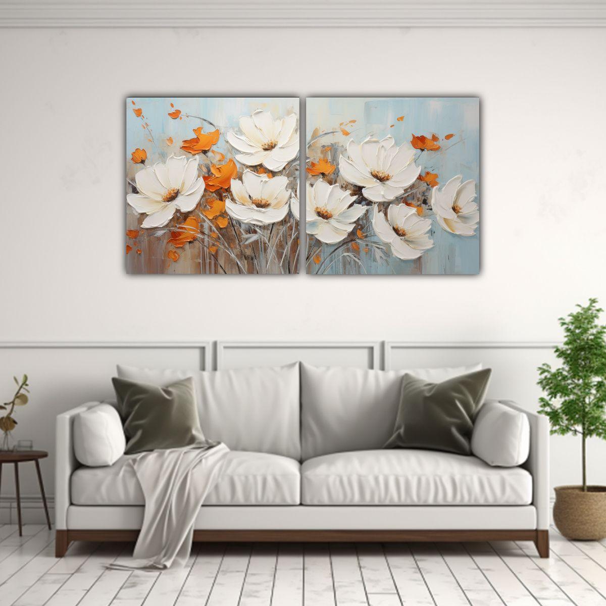 Pintura En Lienzo Moderna Y única Con Flores 40x20 Cm-2