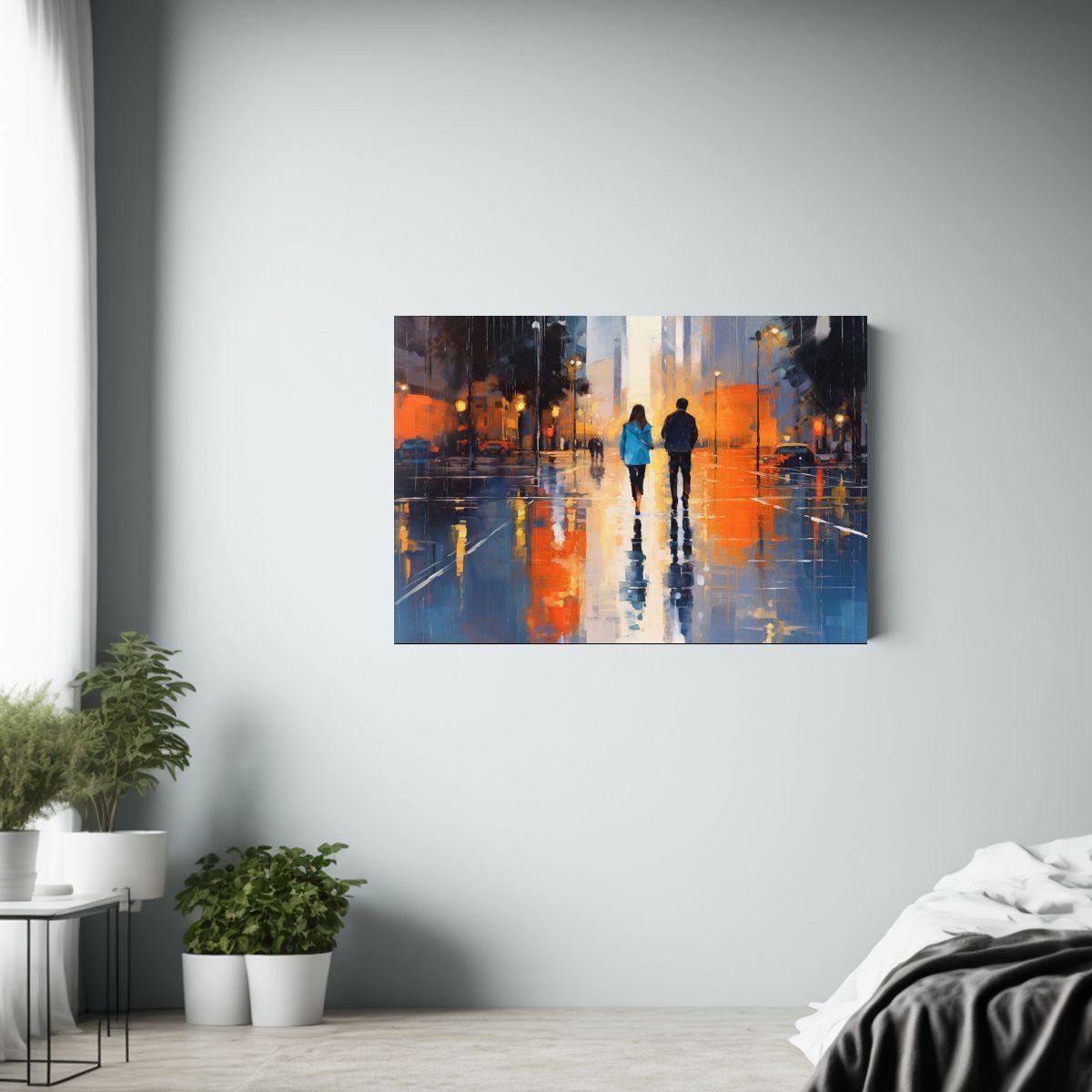 Cuadro De Tela Floral Inspirador Con Personas Paseando 45x30cm-2