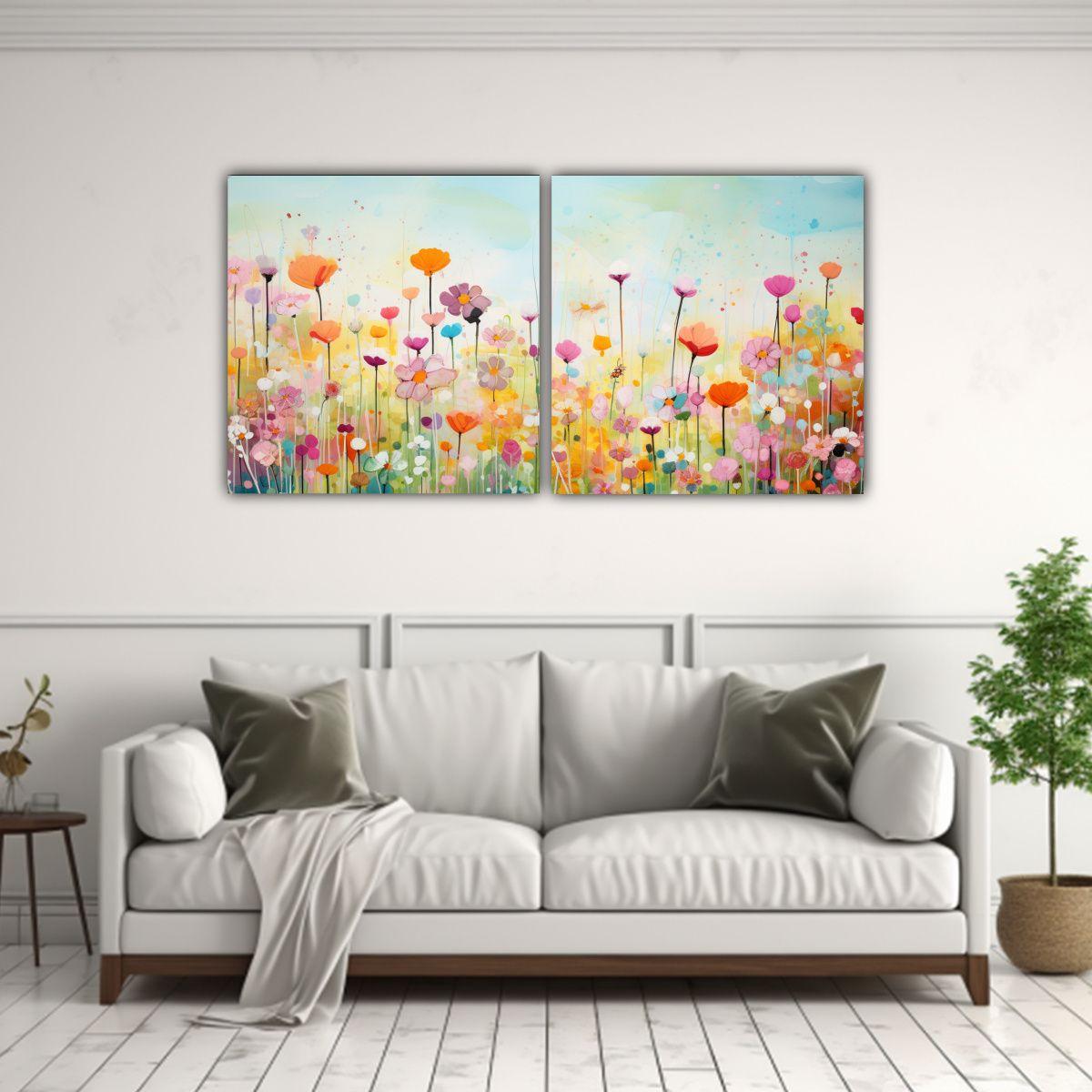 Pinturas Decorativas De Dos Lienzos De Tela 140x70 Cm-2
