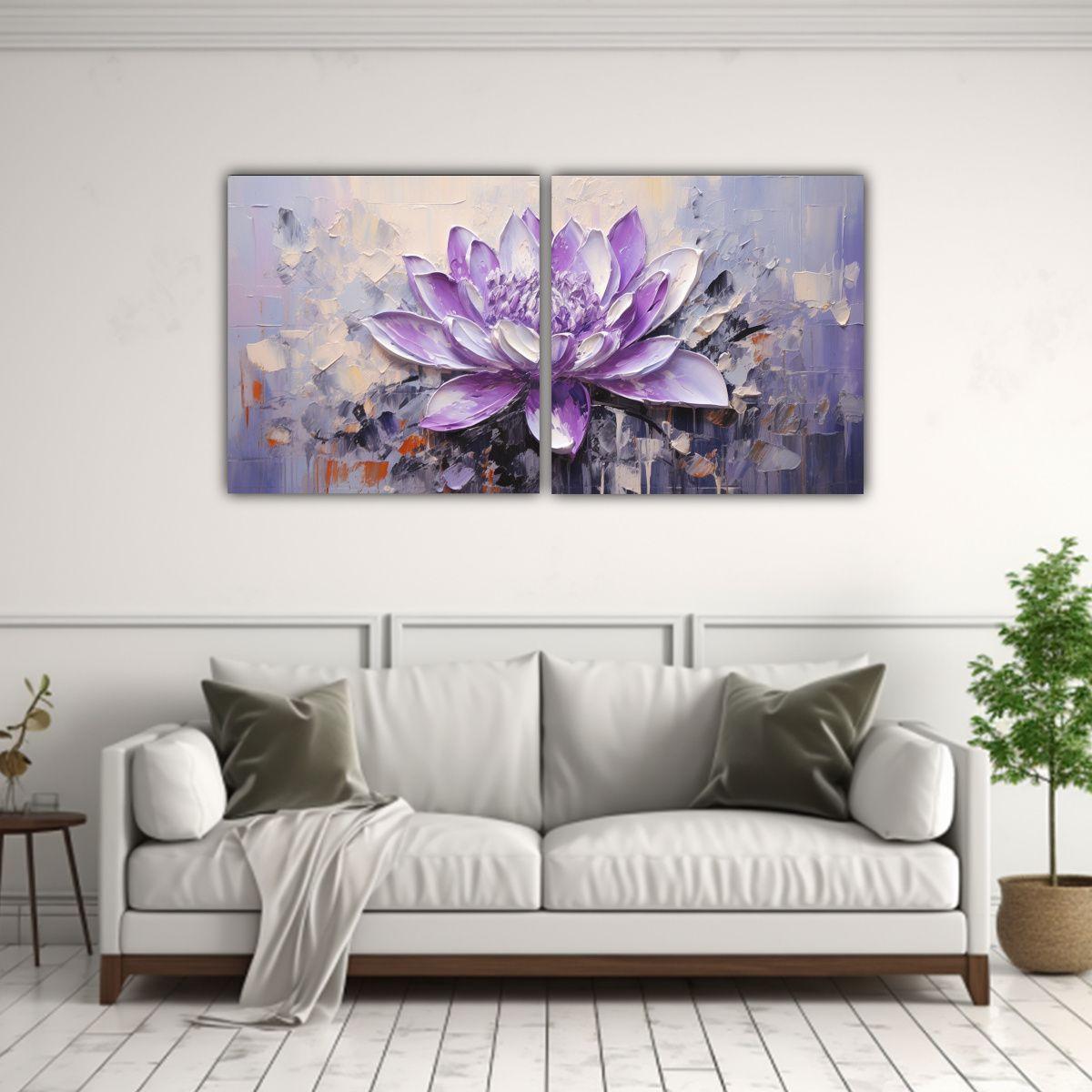 Pintura En Tela Sublimada De Loto Púrpura Estilo 80x40 Cm-2