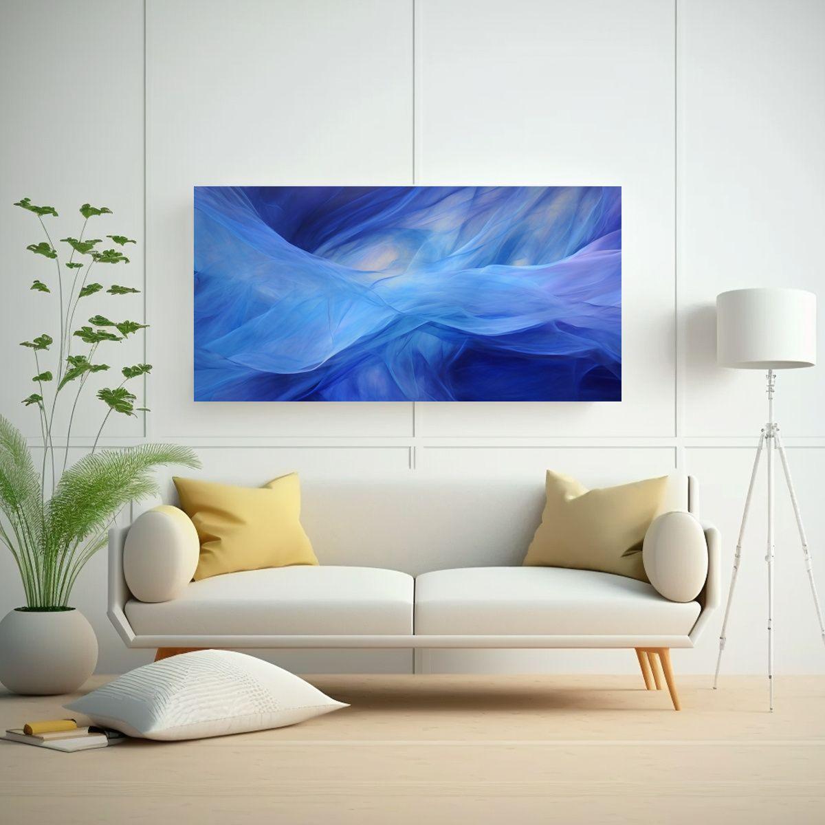 Cuadro Abstracto Azul Inspirado En Llamativo 160x80cm-2