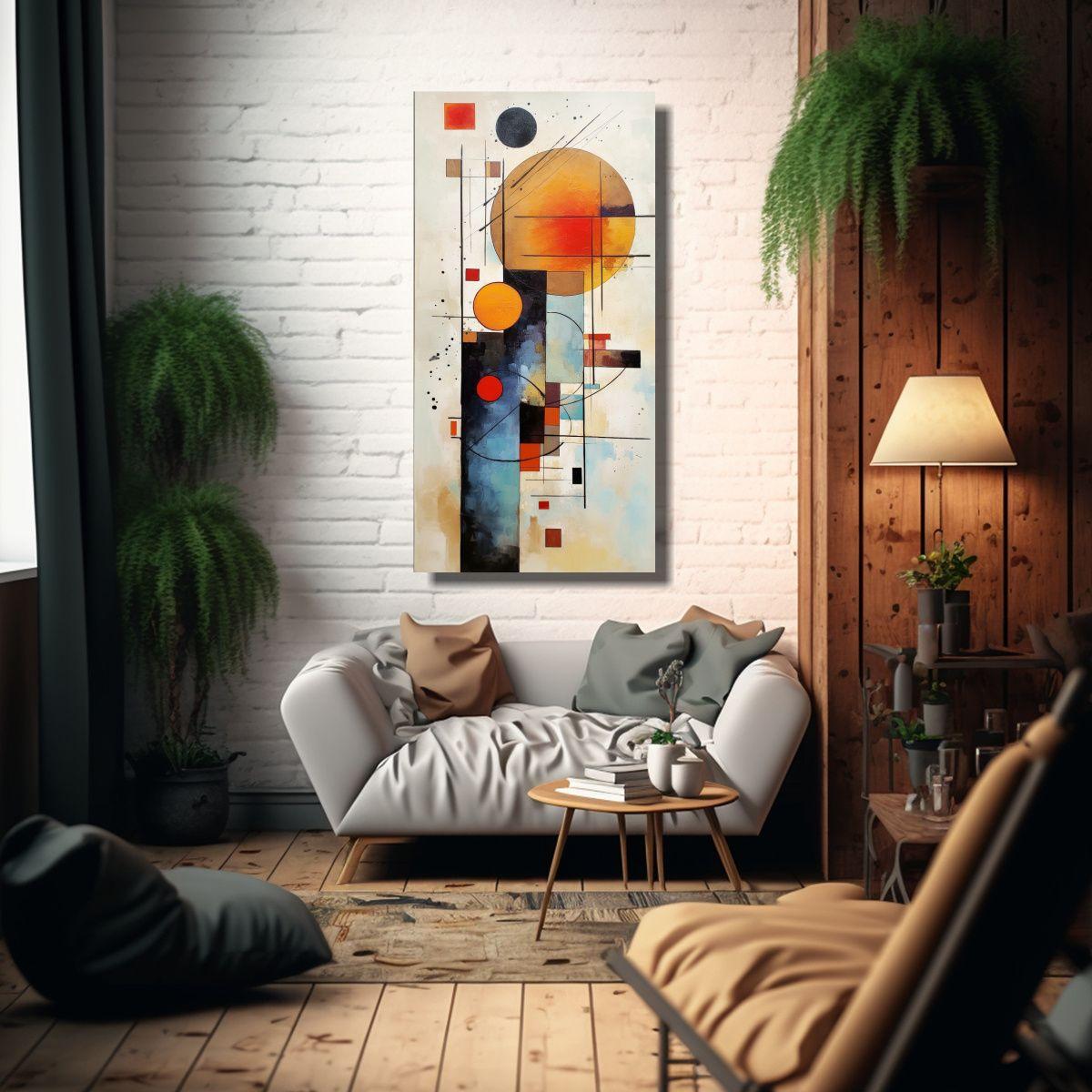 Bastidor De Tela Artística Abstracta Geométrica 70x140cm-2