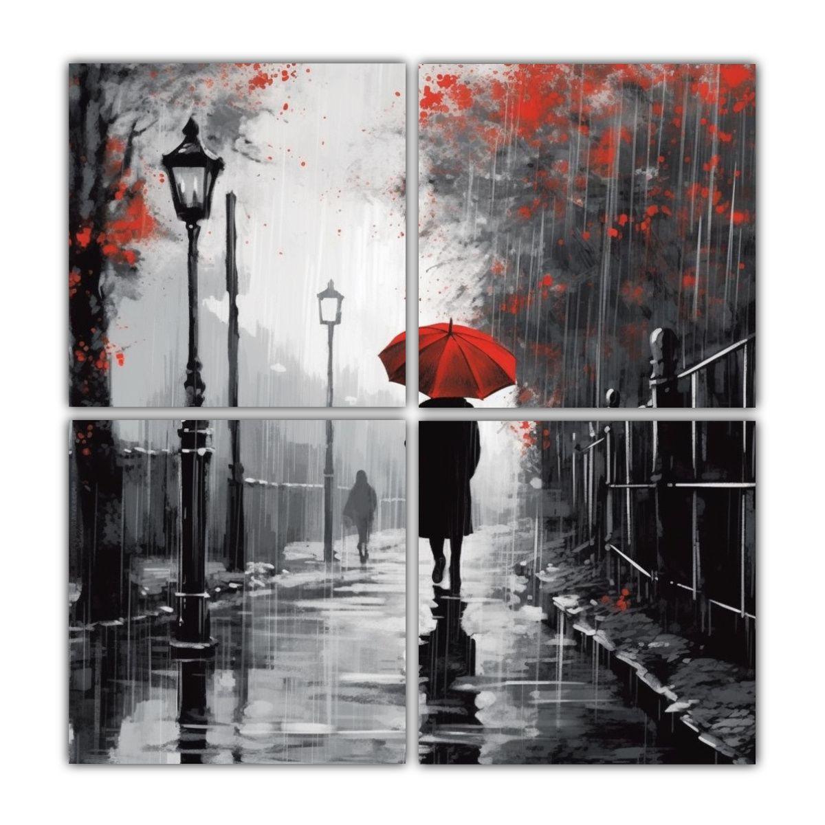 Pinturas Decorativas De 4 Lienzos En Escena 120x120 Cm-0