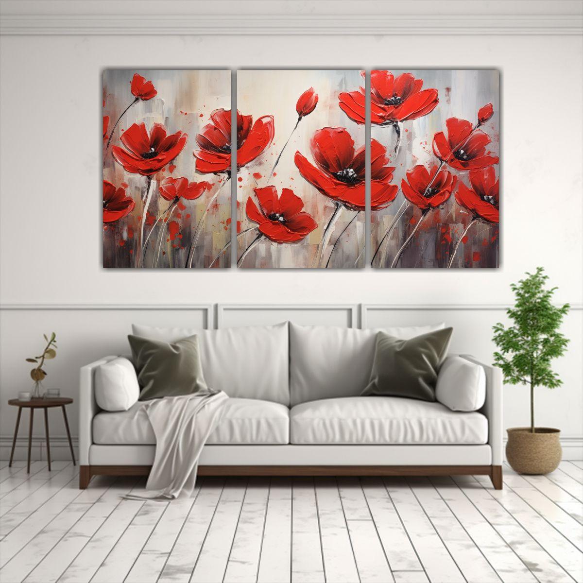 Pintura En Lienzo Estilo Decorativo Con 3 Formas 240x120 Cm-2