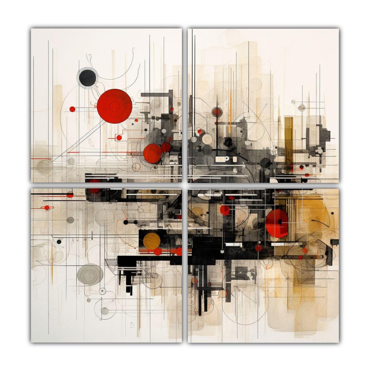 Cuatro Canvas Imagen Artesanal De Pinceladas 120x120 Cm-0