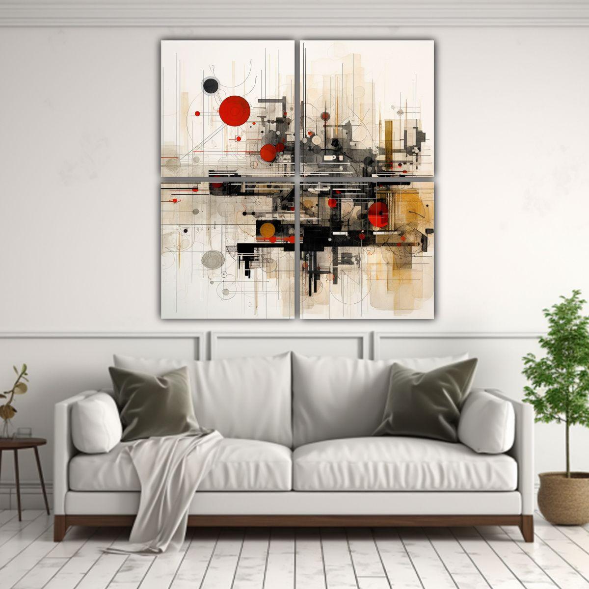 Cuatro Canvas Imagen Artesanal De Pinceladas 120x120 Cm-2