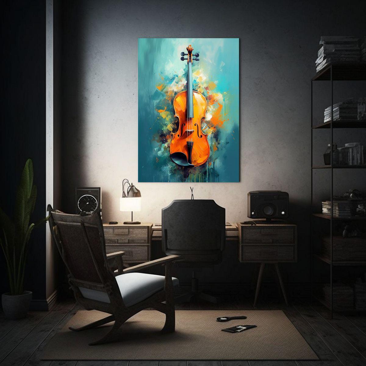 Cuadro Lienzo Arte Urbano Estilo Violín Pintura 50x65cm-2