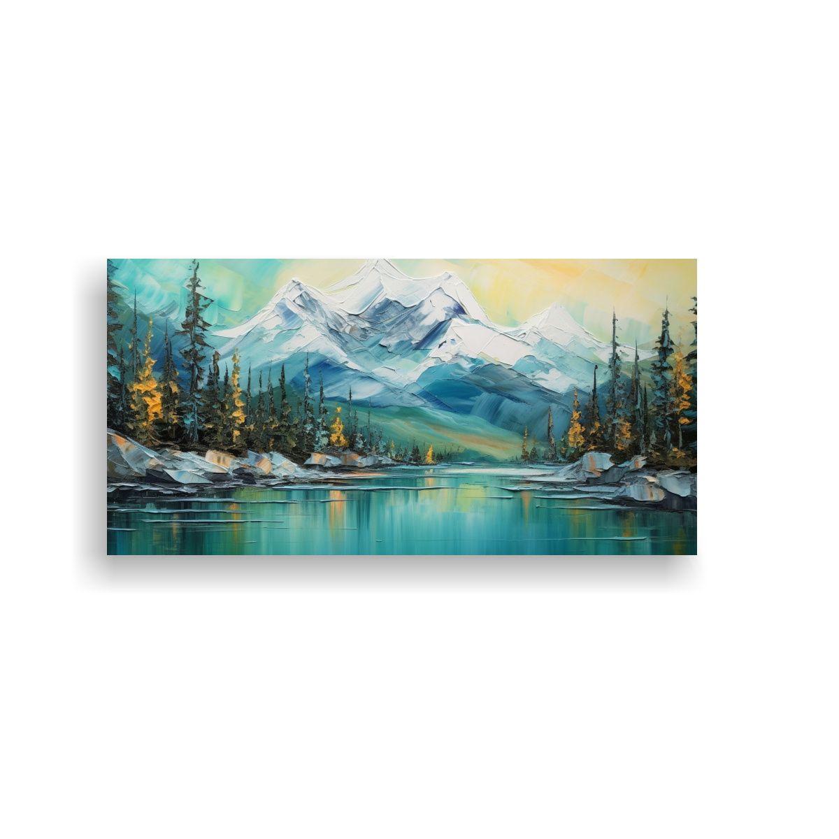 Cuadros Montañas Nieve Árboles Impacto Visual 60x30 Cm-0