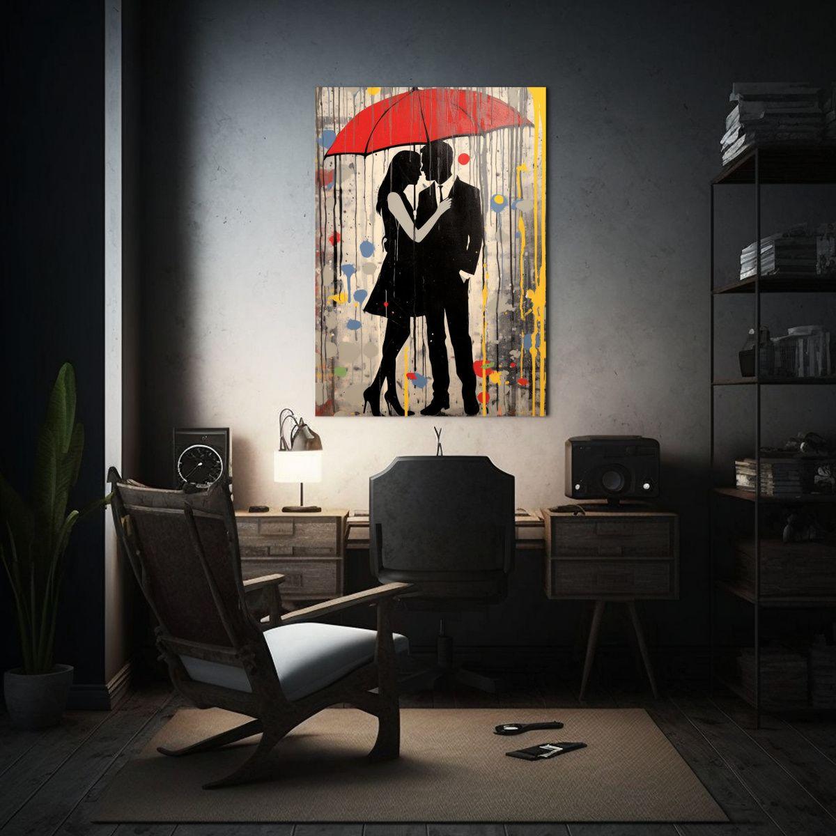 Pareja En La Lluvia Por Loui Jover, Enfoque 80x120 Cm-2