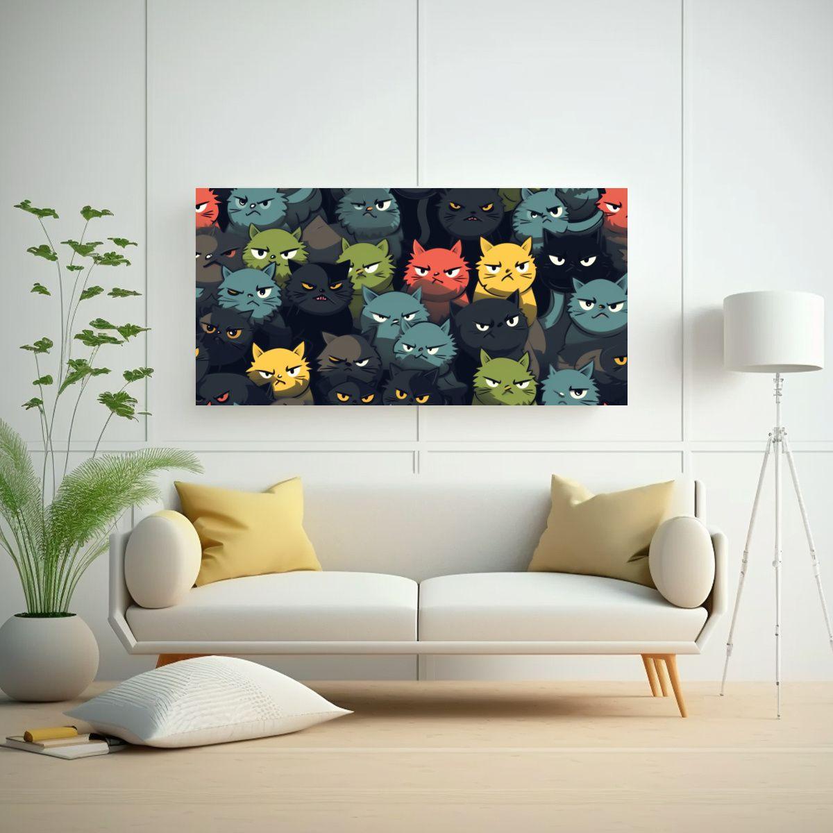 Pinturas De Decoración De Pared Con Gatos 100x50cm-2