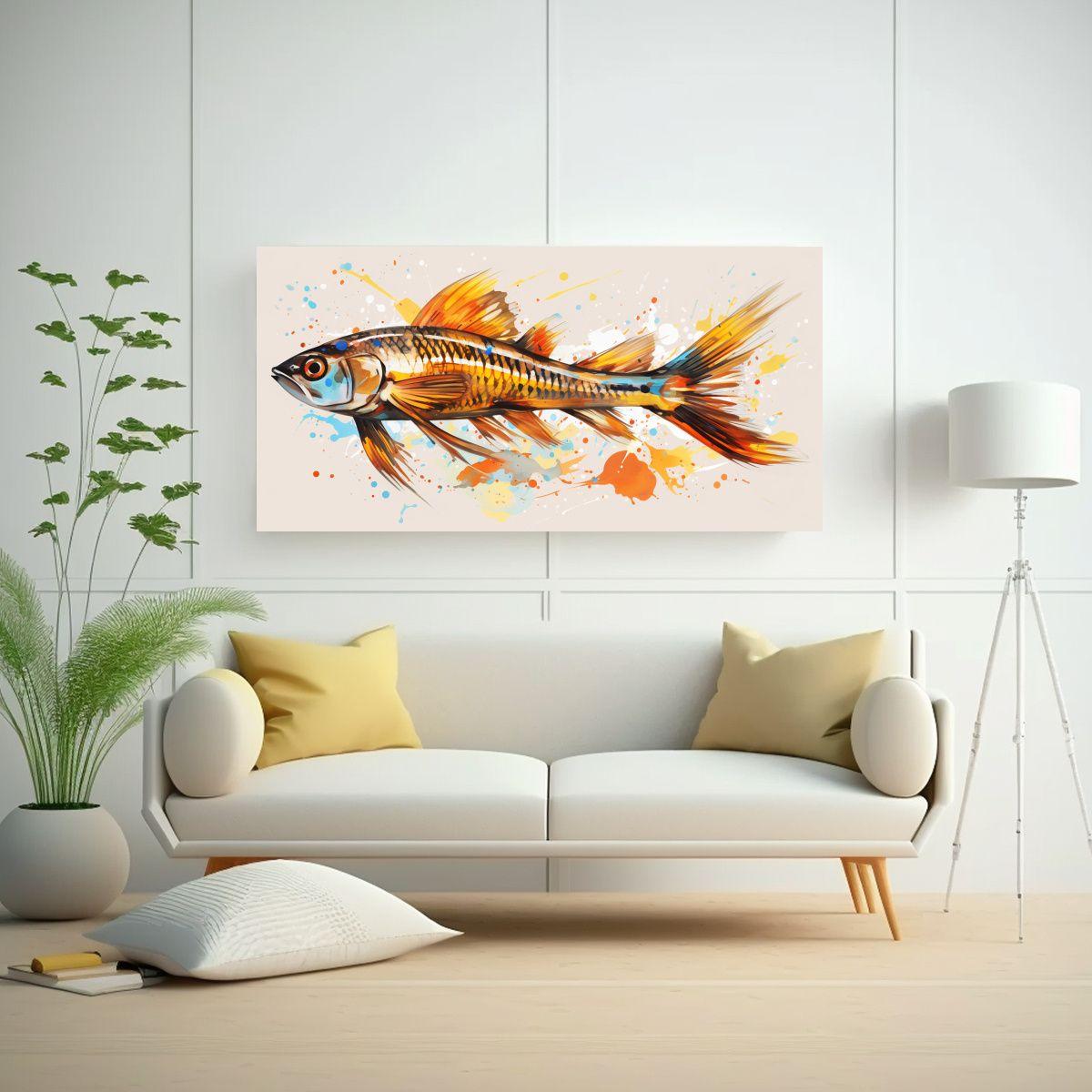Cuadro Creativo Surrealista De Un Pez Cebra En 120x60cm-2