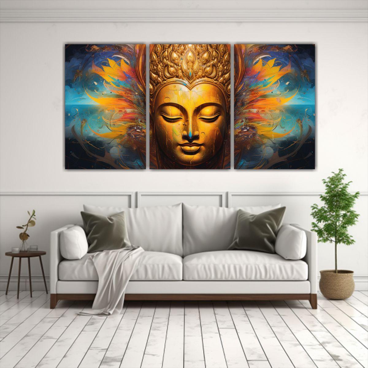 Pinturas De Arte De Pared Moderno Línea Buddha 180x90 Cm-2