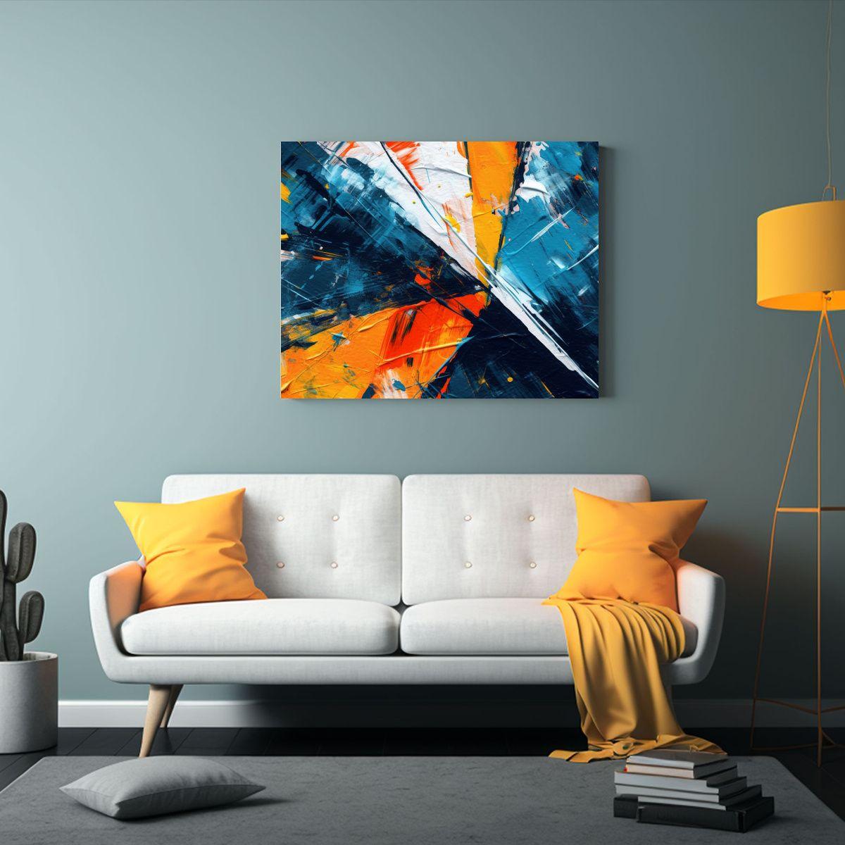 Cuadro Abstracto Líneas Y Triángulos Vibrantes. 40x30cm-2