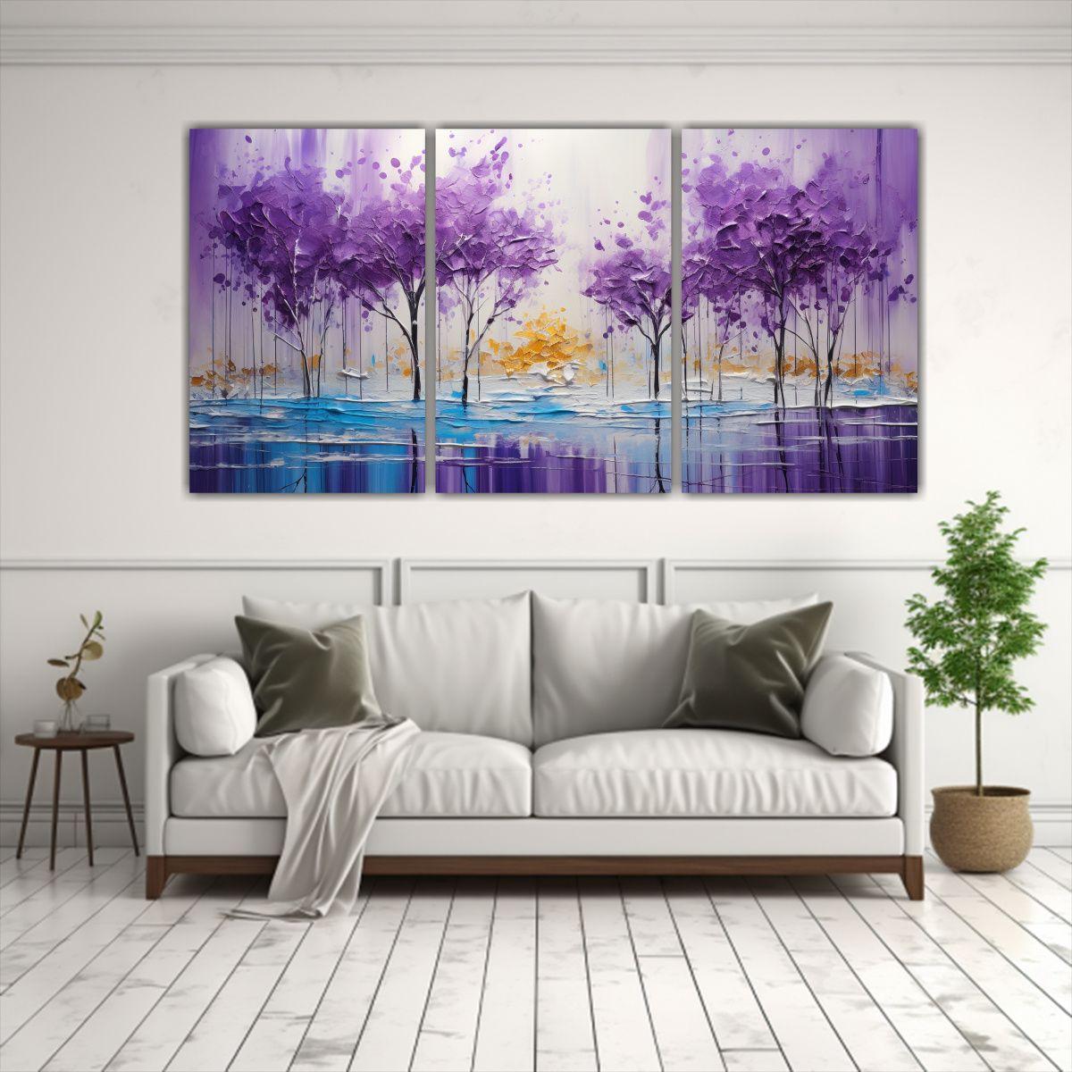 Pintura En Púrpura Y Dorado Estilo Escenario: 120x60 Cm-2