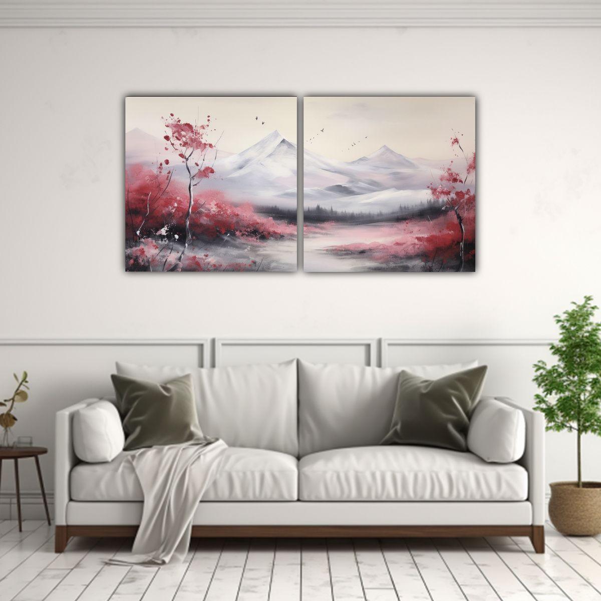 Cuadro De Paisaje Montañoso Con Estilo Elegante 160x80 Cm-2