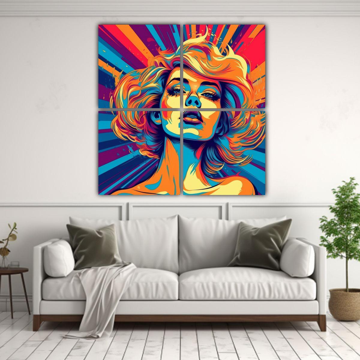 Cuadro Psicodélico De Mujer Hermosa En 3D 160x160 Cm-2